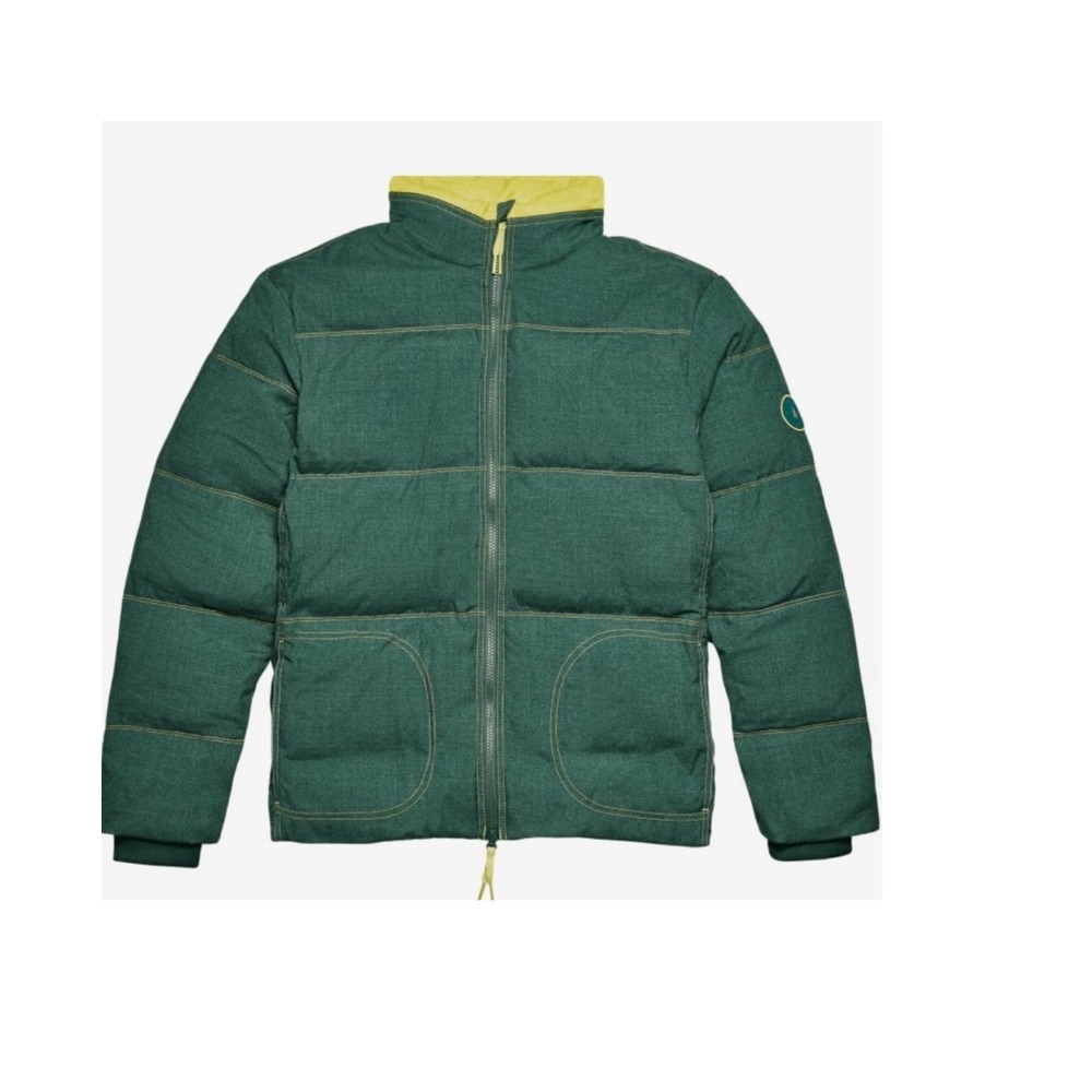 Allbirds Mens XL Trino Puffer Jacket Forest‎ Green Yellow Full Zip Warm Coat